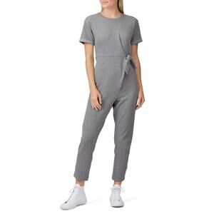 Hatch Lolo Maternity Jumpsuit Heather Gray Side Tie Crew‎ Neck Short Sleeve Sz 4
